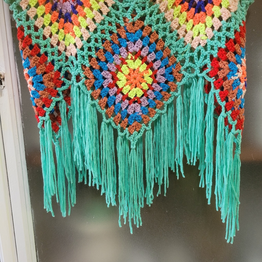 Handmade Colorful Crochet Fringe Top Babydoll Romantic Y2K Festival Fairy - Picture 6 of 6